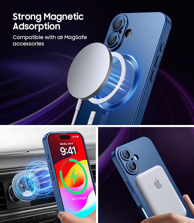 Magnetic for iPhone 16 Case Slim Soft Silicone Bumper Shockproof Metallic - Image 3