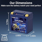 YTX14-BS Lithium Motorcycle Battery, ATV Battery 12V 8AH 600CCA Compatible - Image 4