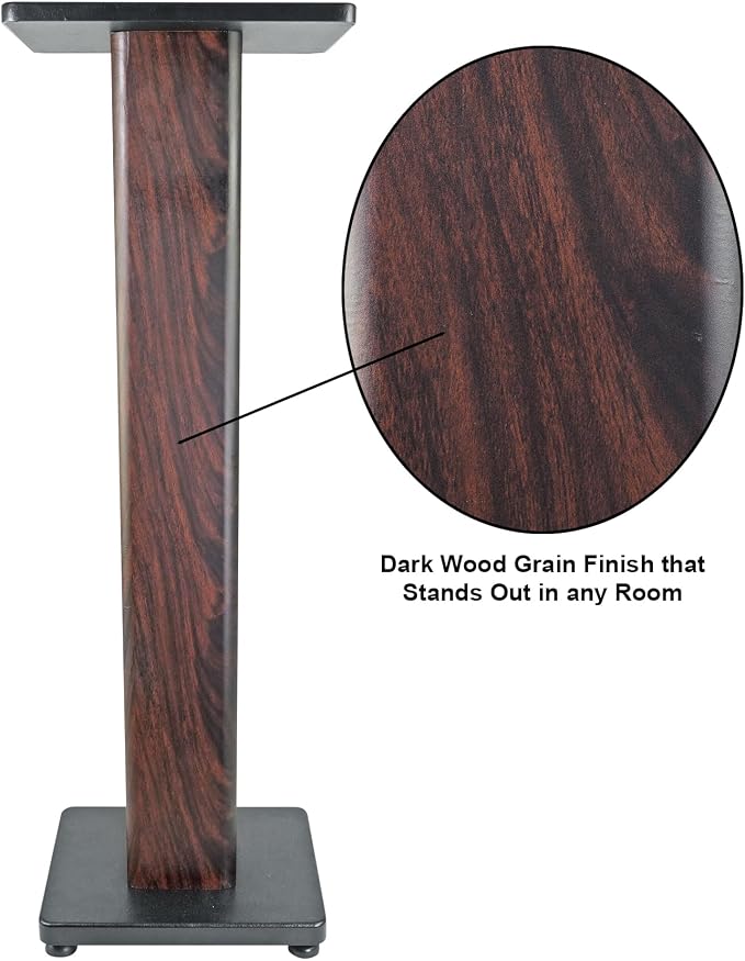 Rockville RHTSD 36" Bookshelf Speaker Stands, Dark Wood Grain, Dual Top Plates - Image 7