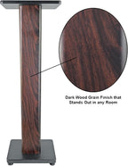 Rockville RHTSD 36" Bookshelf Speaker Stands, Dark Wood Grain, Dual Top Plates - Image 7