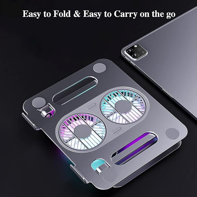 Adjustable Laptop Stand with Cooling Fan, Aluminium Alloy Multi-Angle Computer - Image 5