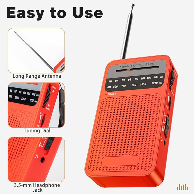 Portable Radio AM FM with Long Range Reception, Goodes Transistor Radio with - Image 4