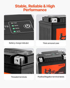 VEVOR Motorcycle Battery, 12 Volt 7Ah, LiFePO4 Lithium Pre-Charged Powersports - Image 6