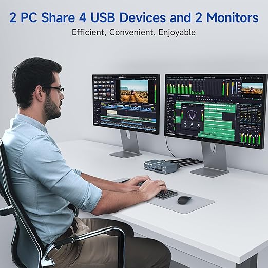 HDMI Displayport Hybird KVM Switch 2 Monitors 2 Computers 8K@60Hz 4K@144Hz - Image 2