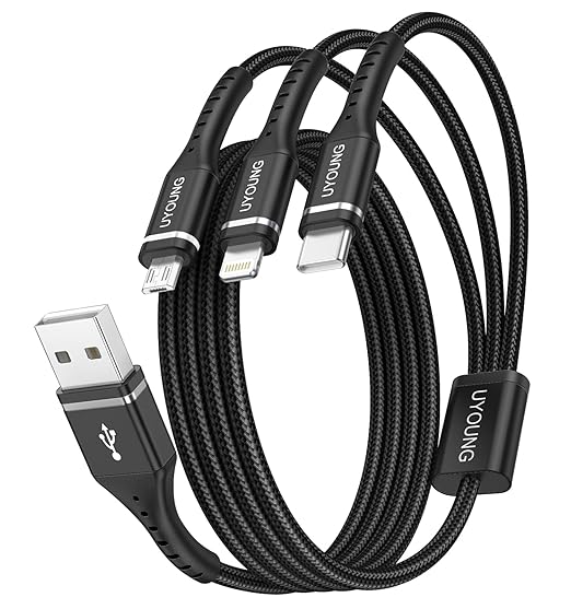 Multi Charging Cable 2Pack 4FT, 3 in 1 Charger Cable Braided Universal Phone by UYOUNG