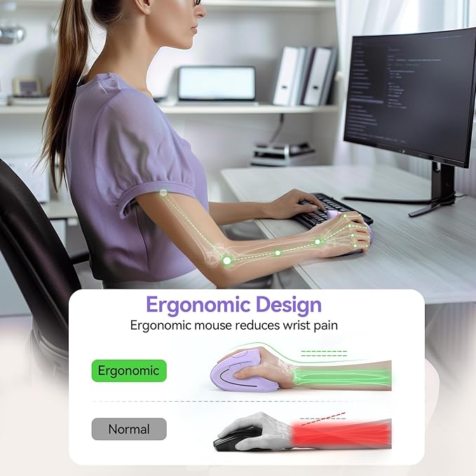TECKNET Ergonomic Mouse Wireless, Rechargeable Mouse Wireless Silent - Image 4