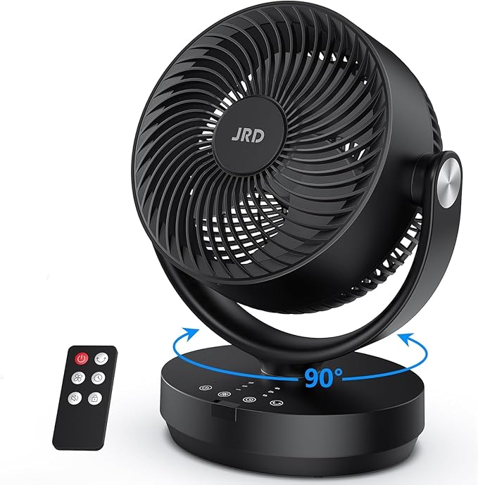 JRD Fans for Bedroom, 90° Oscillating Air Circulator Fan, 13 Inch Quiet Table - Image 9