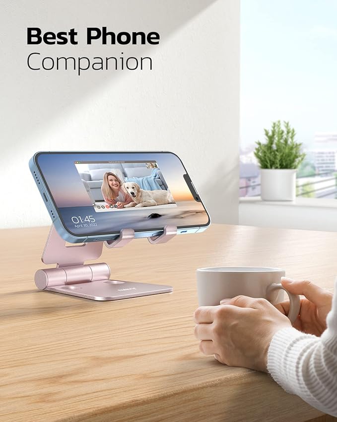 Nulaxy Dual Folding Cell Phone Stand, Fully Adjustable Foldable Desktop Phone - Image 7