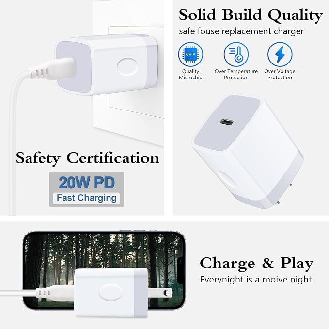 USB C Wall Charger, 8 7 6 Plus, Samsung Galaxy S24 S23 S22 S21 Ultra S20 A14 - Image 3