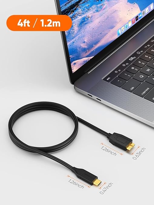 CableCreation 4FT*2 USB C to Micro B Cable, 10Gbps Speed External Hard Drive - Image 8