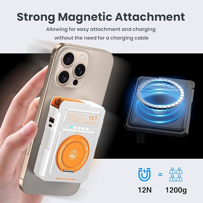 for Magsafe Battery Pack 10000mAh, 5-in-1 Magnetic Power Bank Built in AC Plug - Image 5