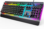 TECKNET Wired Gaming Keyboard, USB Wired Computer Keyboard, 15-Zone RGB by Tecknet