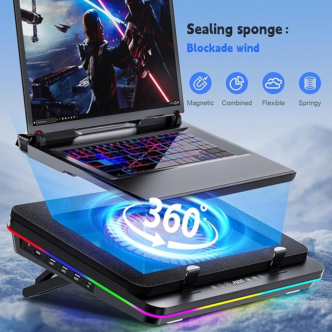 IETS GT600 RGB Laptop Cooling Pad Equipped - Image 3