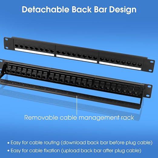 24 Port Keystone Patch Panel, 1U 19-inch RJ45 Network Patch Panel - Image 2