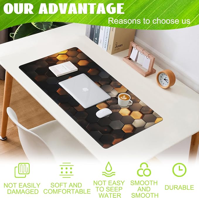 Desk Mat - Golden Honeycomb Technology Large Gaming Mouse Pad - Image 4