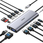 Laptop Docking Station Dual Monitor, 14 in 1 USB C Docking Station fo dell hp by iavkyu
