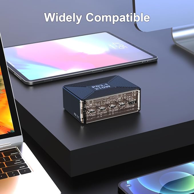 210W USB C Charger, Graaci GaN 5-Port PD3.1 140W 100W PPS Fast Charging Station - Image 7