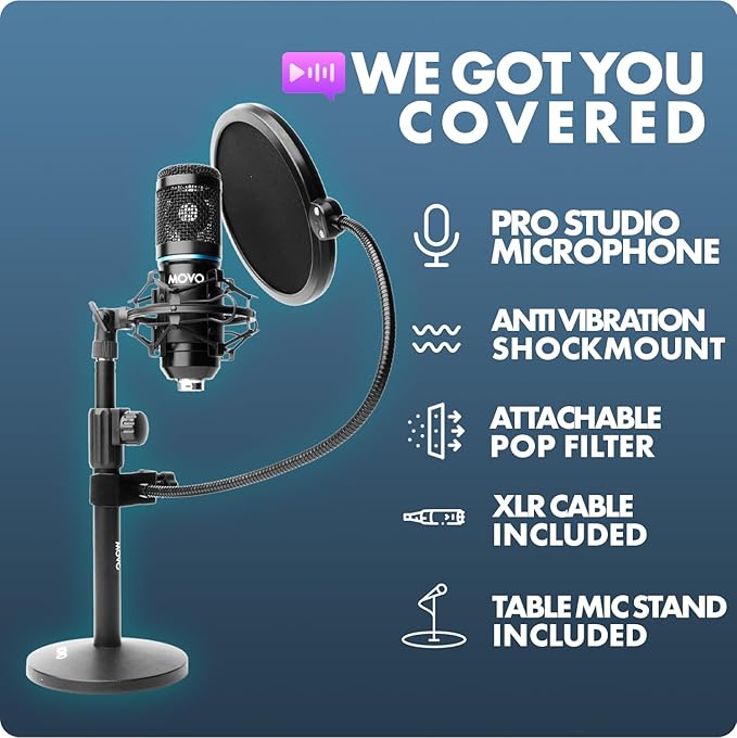 Movo PodPak2T 2-Pack Universal XLR Condenser Microphone Podcasting Equipment - Image 4