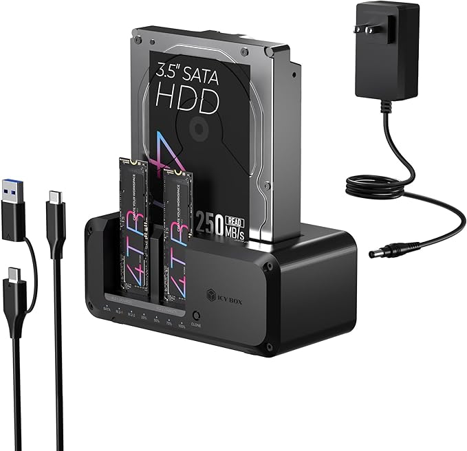 M.2 NVMe & SATA SSD/HDD Hard Drive Docking Station, ICY BOX USB-C 10Gbps NVMe by ICYBOXUS