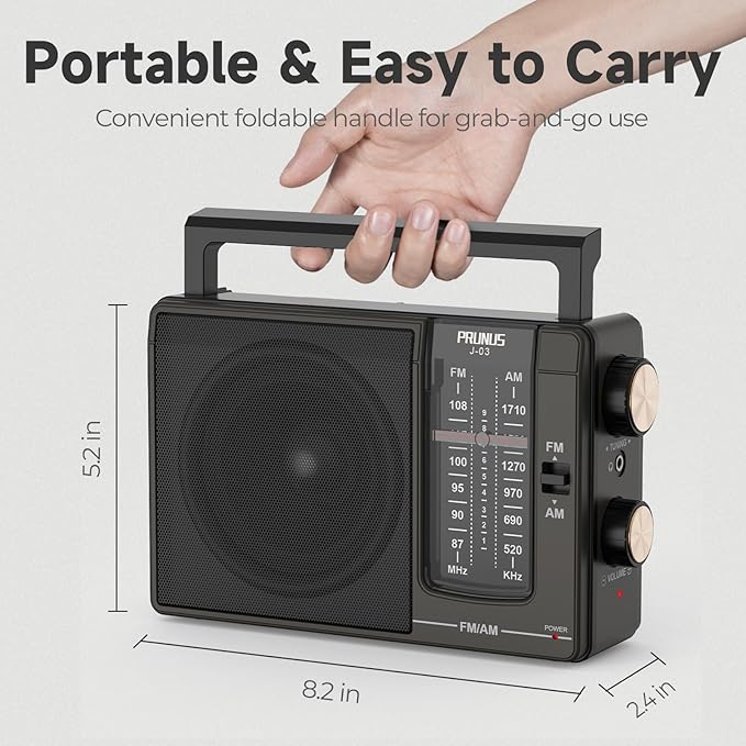 PRUNUS J03 AM FM Radio Portable Plug in Wall or AA Battery Operated - Image 3