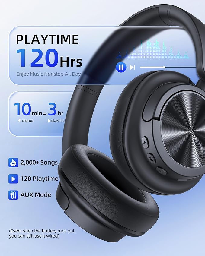 Hybrid Active Noise Cancelling Headphones 120H Playtime Wireless Headphones - Image 4