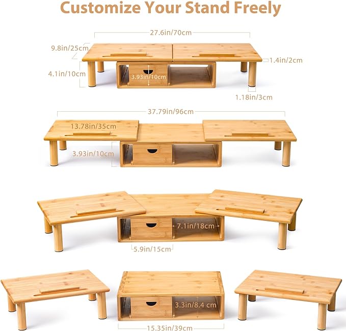 Dual Monitor Stand Riser with Drawer - Image 3