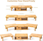 Dual Monitor Stand Riser with Drawer - Image 3