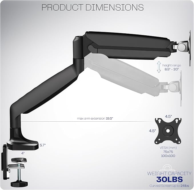 VIVO Premium Aluminum Heavy Duty Single Monitor Arm - Image 3