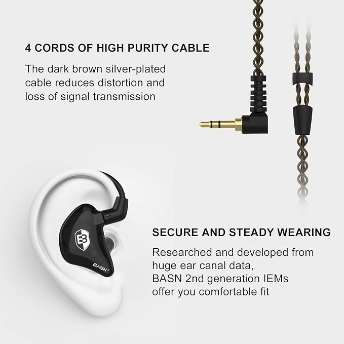 BASN in Ear Monitor Headphones for Musicians, Bsinger 2nd Generation Sound - Image 3