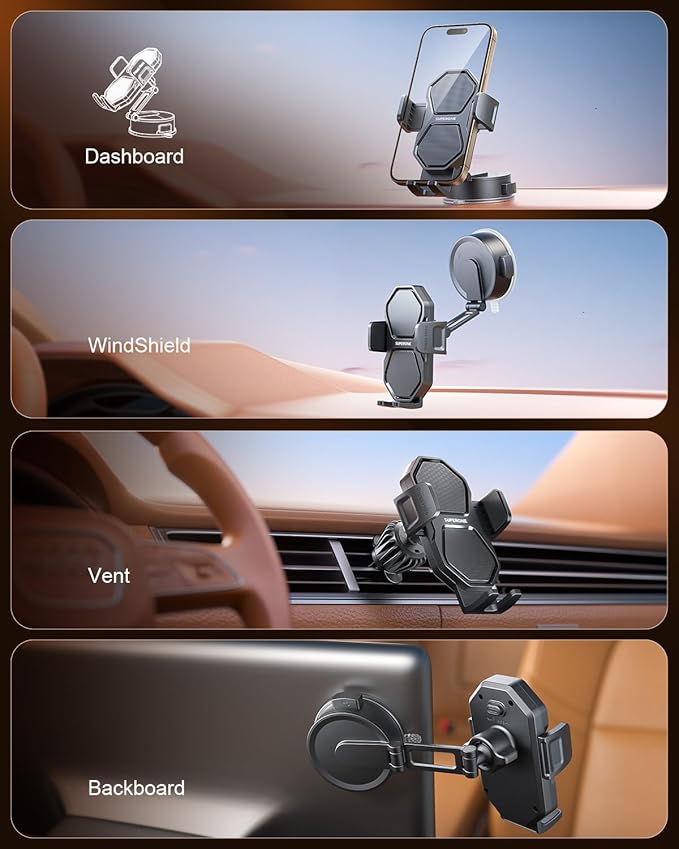 SUPERONE 3-in-1 Car Phone Holder 360° Adjustable Car Phone Mount - Image 5