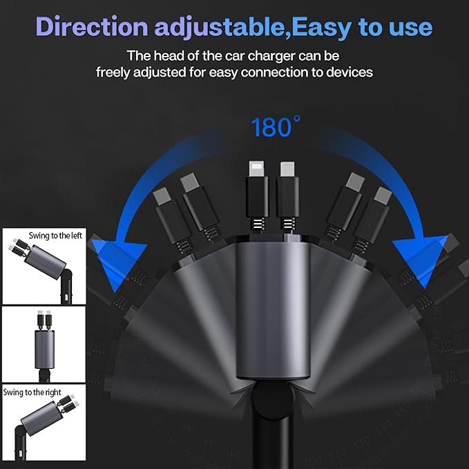 Retractable Car Charger with 100W, 4 in 1 Car Fast Charger - Image 4