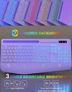 Wireless Keyboard with 7 Colored Backlits, Wrist Rest, Phone Holder, - Image 2