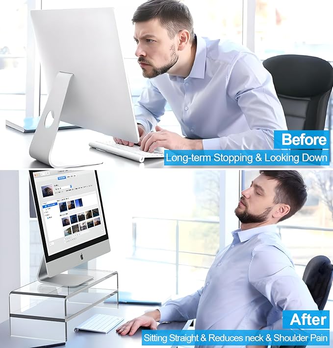 Egchi Acrylic Monitor Stand, 2 Tiers Computer Monitor Riser, Computer - Image 5