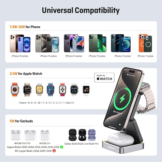 【2025 Upgraded】Wireless Charger 3 in 1, Foldable Wireless Charging Station - Image 6