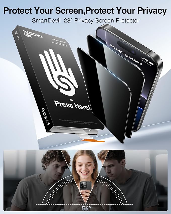 SMARTDEVIL 2 Pack for iPhone 16 Pro Max Privacy Screen Protector, Military - Image 2
