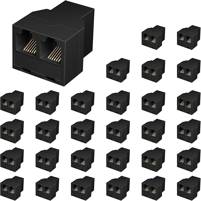 Uvital RJ12 6P6C 3 Female Telephone Line Splitters, Phone Jack Splitter by Uvital