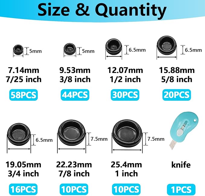Rubber Grommet Kit Closed Firewall Grommet 7 Sizes 7/25" 3/8" 1/2" 5/8" 3/4" - Image 2