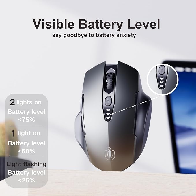 Wireless Mouse, Rechargeable 2.4GHz Ergonomic Computer Mouse, 4 Levels DPI - Image 3