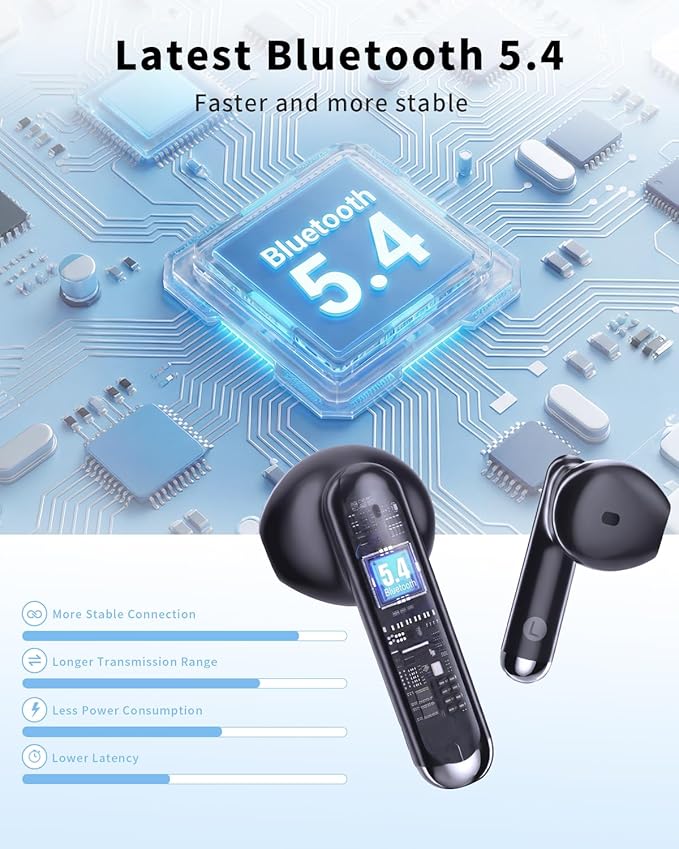 Wireless Earbuds, 2026 Bluetooth 5.4 Headphones Bass Stereo Ear Buds - Image 3