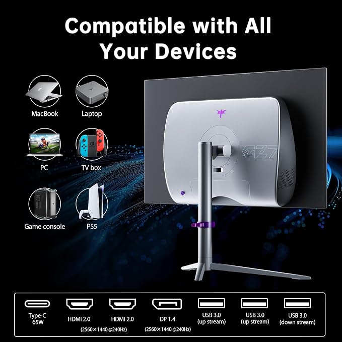 KTC 27-inch OLED Gaming Monitor | QHD 2560x1440P | 240Hz 0.03ms GTG | 1.5M:1 - Image 6