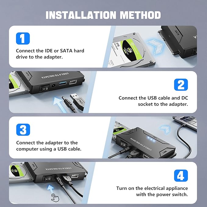 MaxRenard Hard Drive Reader USB 3.0 to SATA/IDE Adapter | Universal External - Image 6