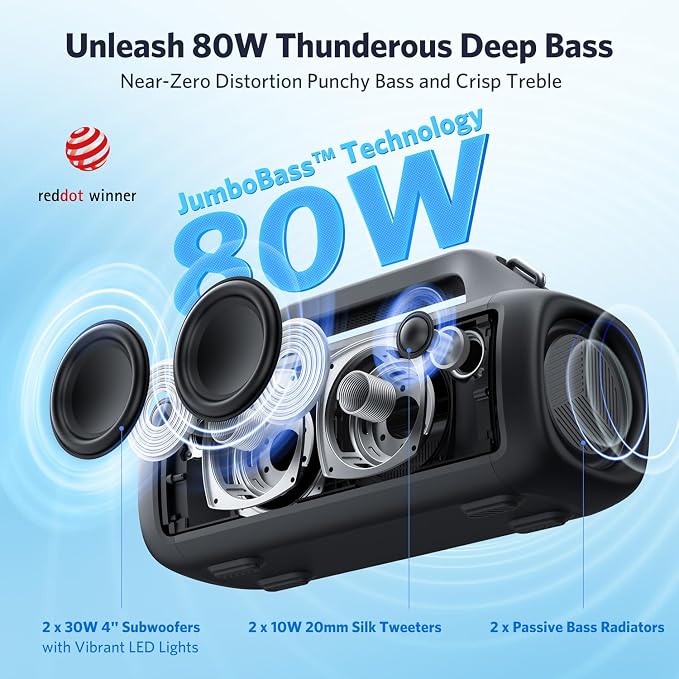 EarFun UBOOM X Portable Bluetooth Speaker, 80W Stereo - Image 3