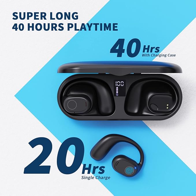 Open Ear Headphones, True Wireless Earbuds 40H Playtime Bone Conduction - Image 4