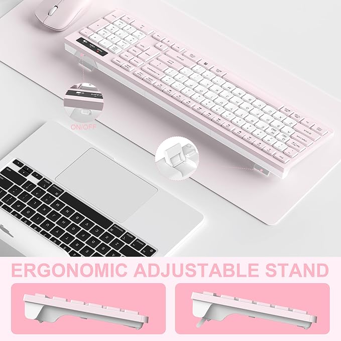 Wireless Keyboard and Mouse Combo, Full-Sized Quiet Wireless Keyboard and - Image 5