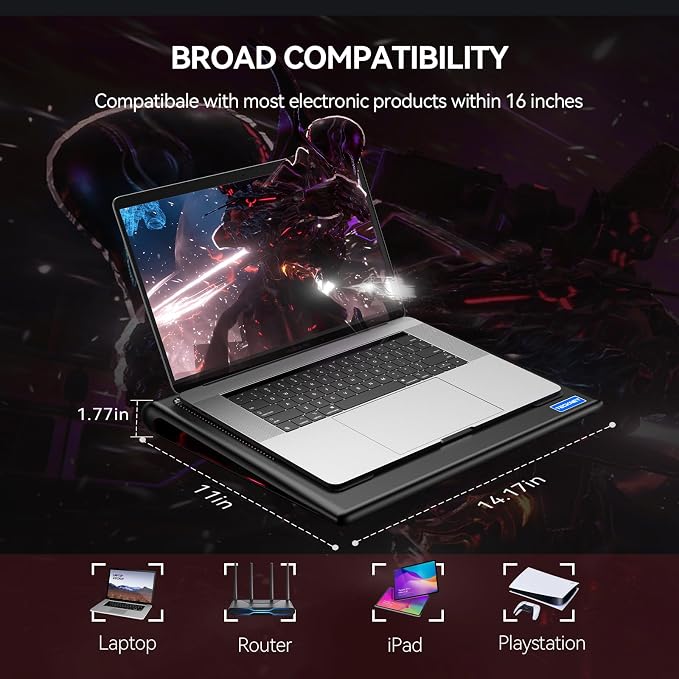 TECKNET Laptop Cooling Pad, Gaming Laptop Cooling Stand, Wind Speed Adjustable - Image 5