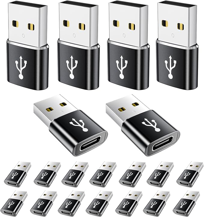 USB A to USB C Adapter 20 Pack, USB to USBC Adapter, USBA Male OTG Adapters by AiNEERich