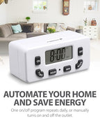 Fosmon Digital Timer for Electrical Outlets, Indoor 24 Hour Light Timer - Image 3