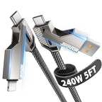 4-in-1 Compatible with USB C to Lightning Cable, 240W High-Speed Charging & by Jixivor