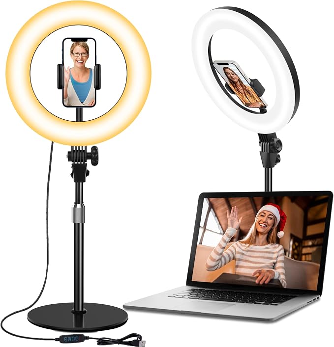 Desk Ring Light with Stand, 10.5'' Selfie Phone Light by Yarrashop