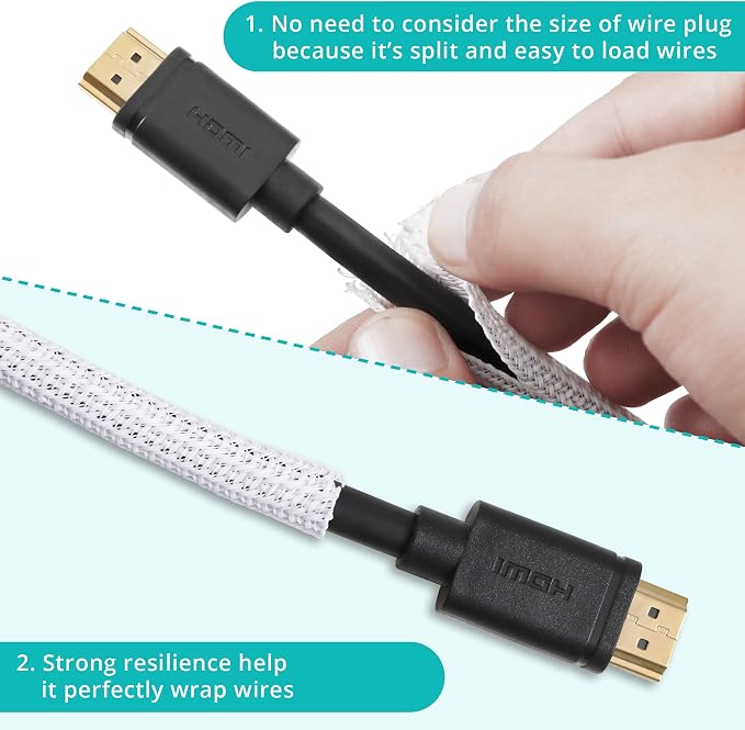 20ft - 1/4 inch White Cable Sleeve, Cable Organizer - Image 4